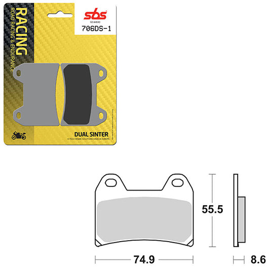 SBS DS-1 DUAL SINTER DYNAMIC RACING CONCEPT FRONT BRAKE PAD (6370706108)