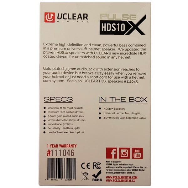 Uclear HDX Helmet Speaker Set - 40mm (024642)