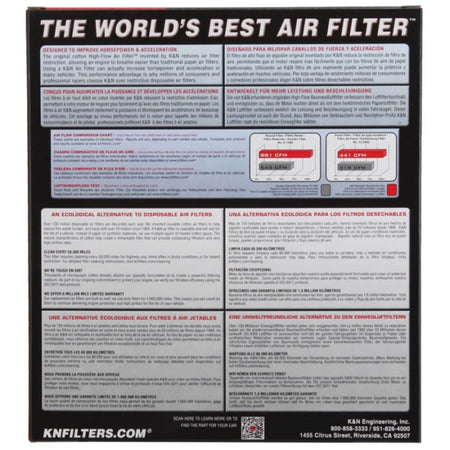 K&N Filtre à air d'origine à grand débit (076597)