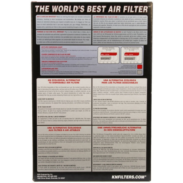 K&N Filtre à air d'origine à grand débit (076805)