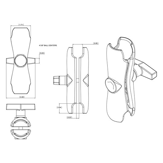 Ram Mount Double Socket Arm for ball (180216)