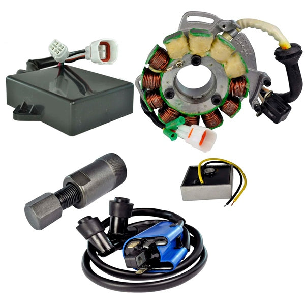 Kimpex HD Stator 200W, Regulator, CDI Box, Ignition Coil and Flywheel Puller Kit (345586)