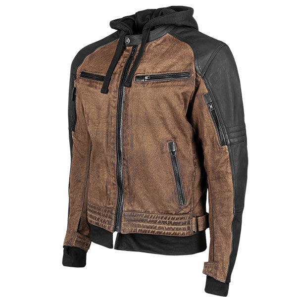 Veste de moto en cuir et toile pour homme Speed ​​And Strength Straight Savage