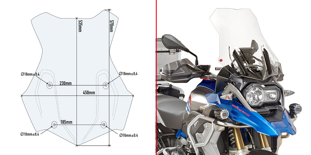 GIVI SPEC. Windscreen Clear R1200GS 16-17 (076-5124DT)
