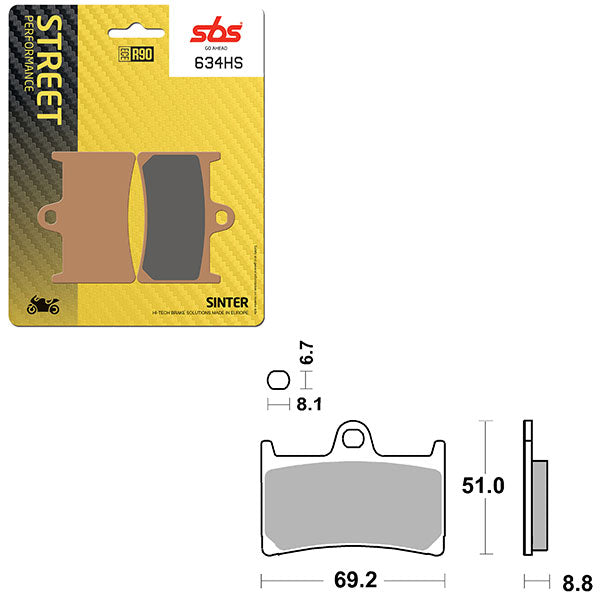 SBS PERFORMANCE HS SINTER BRAKE PAD (6250634108)