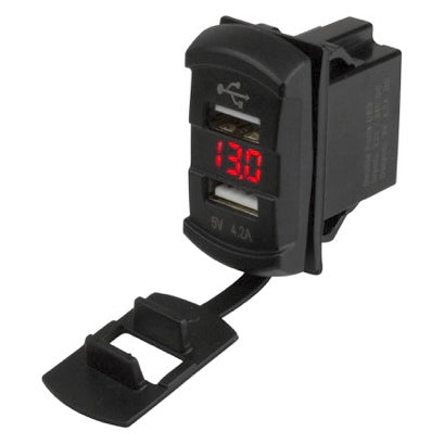 Sea Dog Double USB Voltmeter (738178)