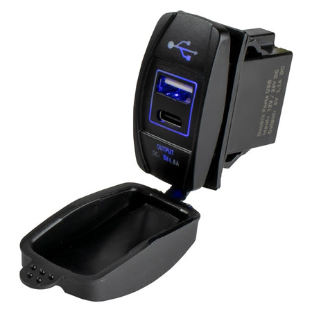 Sea Dog USB & USB-C Rocker Switch Style Power Socket (738180)