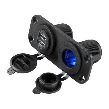 Sea Dog Double USB and Power Socket Panel (738232)