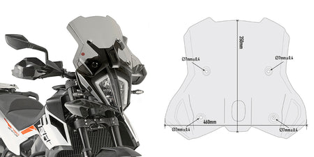 GIVI SPEC. Windscreen SMOKE KTM 790 Adventure/R 2019 (076-7710D)
