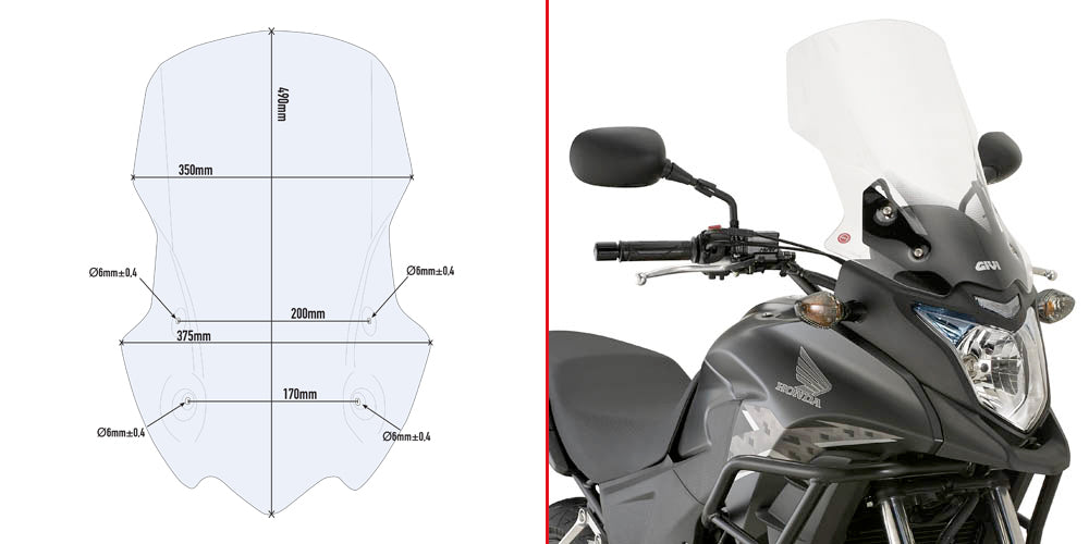 GIVI DS Windshield Honda CB500X 2013 (076-D1121ST)