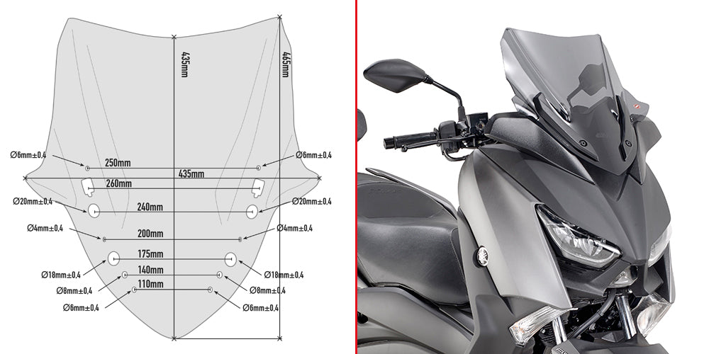 GIVI Low SMOKE Windscreen Yamaha X-Max 300 (076-D2136S)