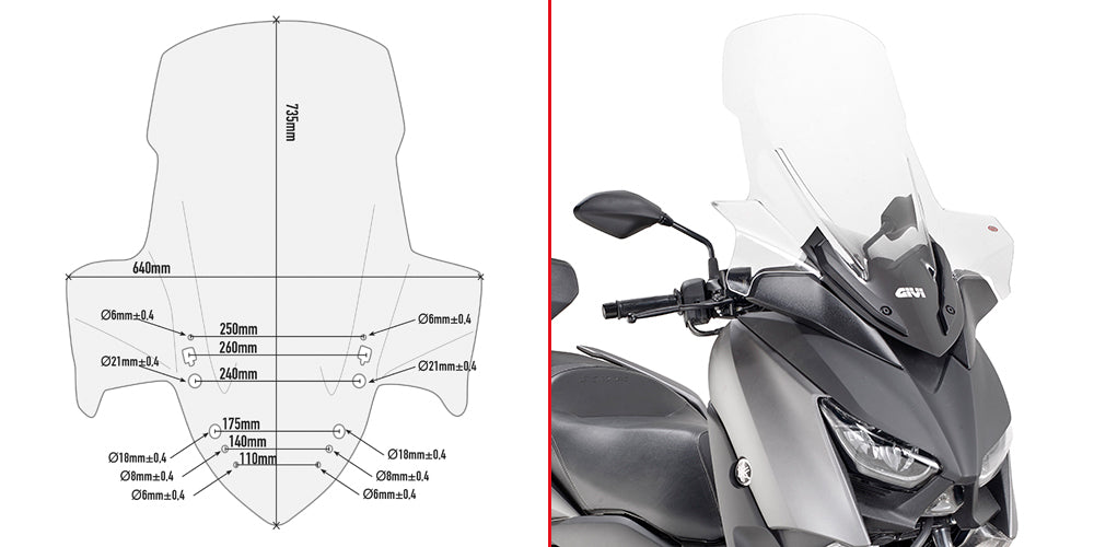 GIVI Clear Windscreen Yamaha X-Max 300 (076-D2136ST)