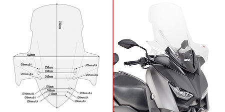 GIVI Clear Windscreen Yamaha X-Max 300 (076-D2136ST)