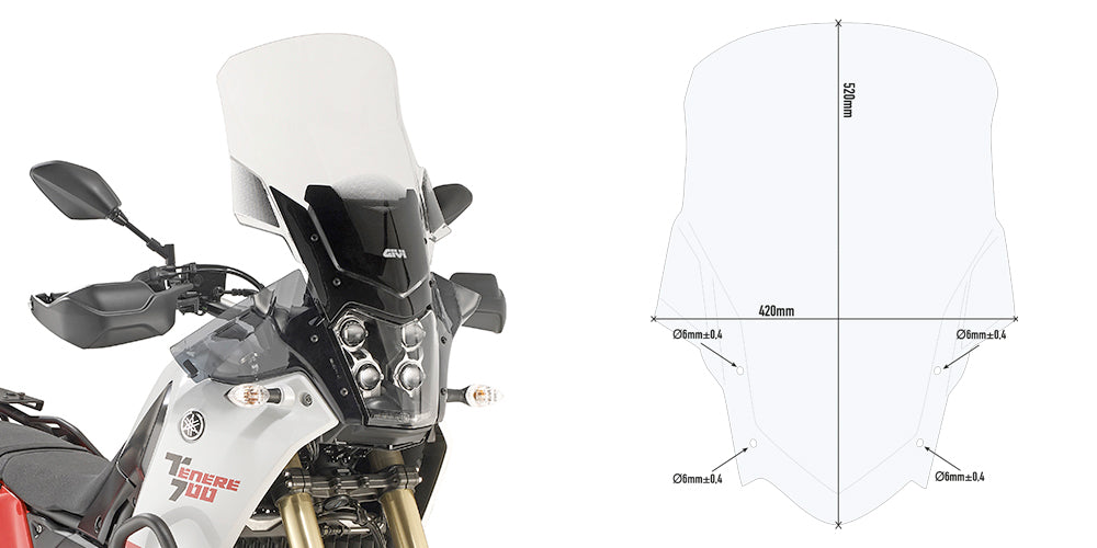 GIVI Windscreen Clear Yamaha TENERE 700 2021 (076-D2145ST)