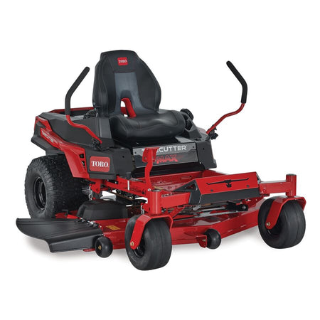 Red Toro zero-turn lawn mower on a white background