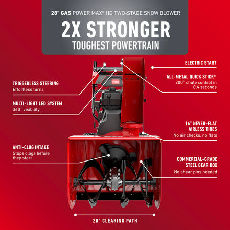 Toro 28 in. (71 cm) Power Max® HD 828 Two-Stage Gas Snow Blower