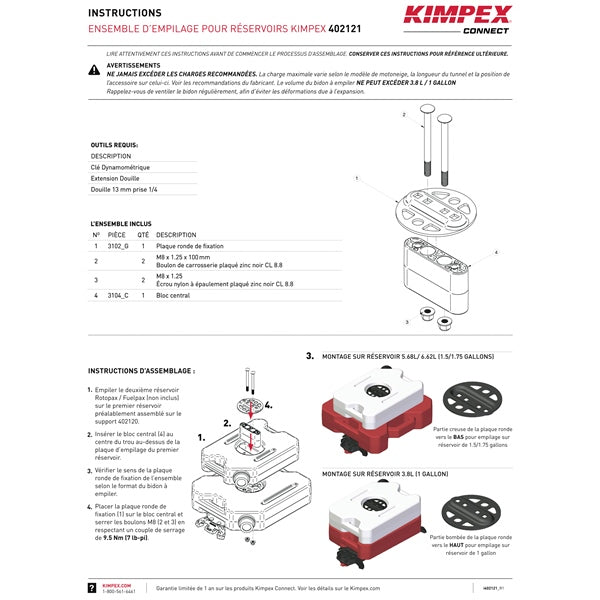 Kimpex Connect Gas Tank Stacking Kit 1 designed to stack tanks (402121)