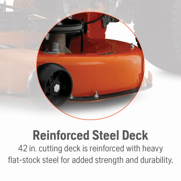 Husqvarna TS 142K 42 pouces, moteur Kohler V-Twin de 20 CV, transmission hydrostatique, tondeuse à gazon autoportée