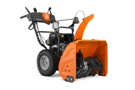 Husqvarna ST269 two stage gas snow thrower, front left view