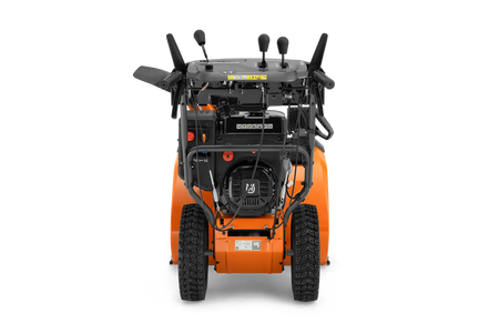 Husqvarna ST376 snow thrower, rear view from the operator position