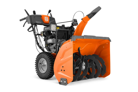 Husqvarna ST376 two stage gas snow thrower, front left view