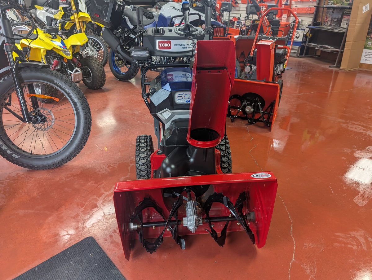 Used Toro Power Max e26, front view of the auger