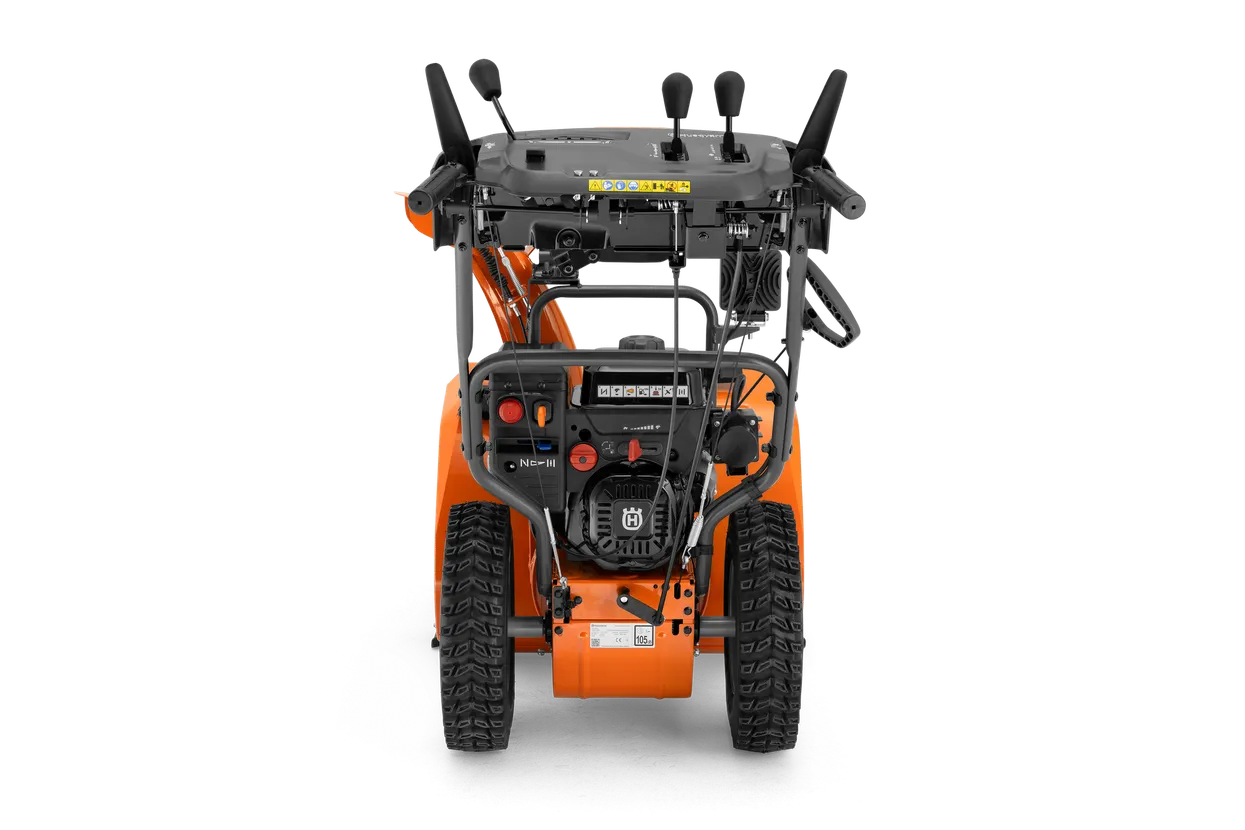 Husqvarna ST269 snow thrower, rear view from the operator position