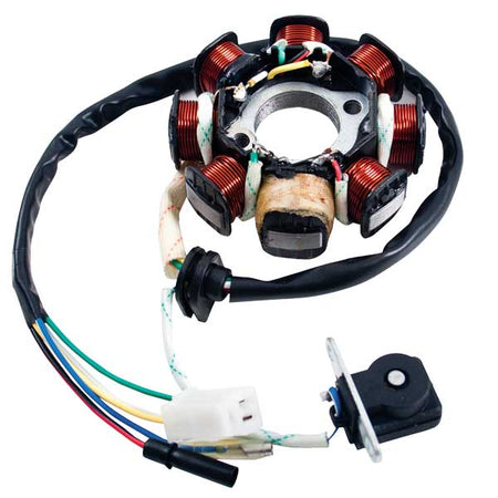 Mogo Parts Stator, 8-Coil (3+2 Wire), 3-Slot Male Connector (08-0205)