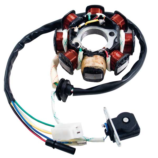 MOGO PARTS STATOR, 8 BOBINES (3+2 FILS), CONNECTEUR MÂLE À 3 FENTES (08-0205)